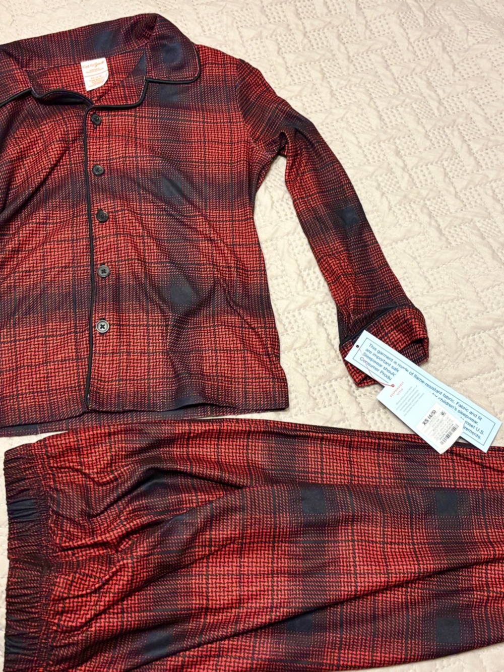 Cat & Jack Red and Black Plaid Kids Pajama Set